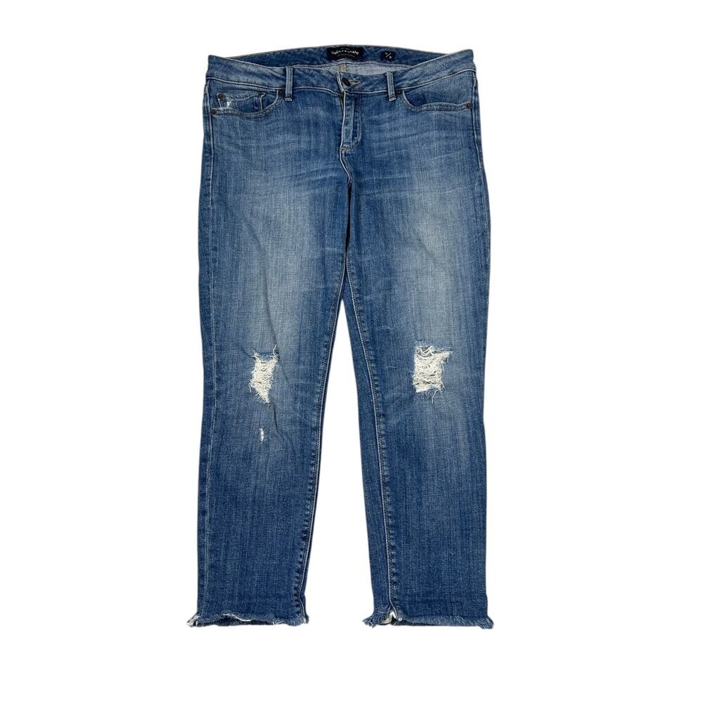 Lucky Brand Distressed Lolita Crop Skinny Jeans Frayed Hem Stretch Denim 12 / 31